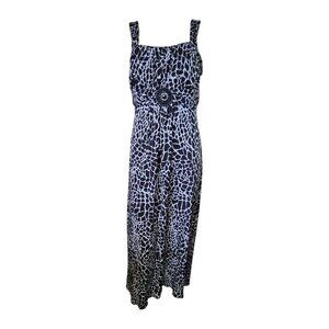 En Focus Studio Dress Womens Size 12P 12‎ Petite Gray Giraffe Animal Beaded Maxi
